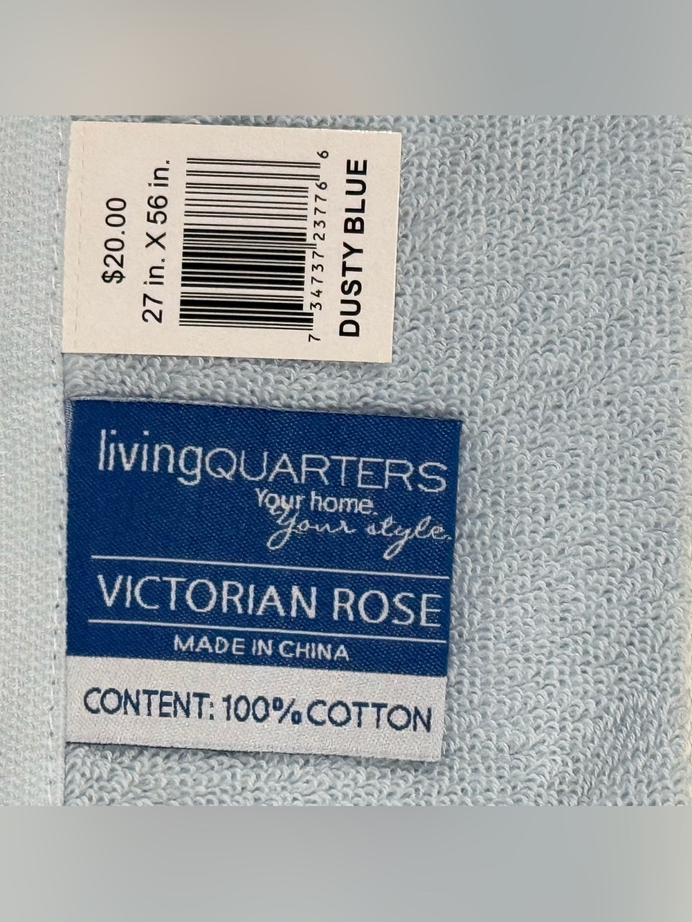 livingQUARTERS Towel Set Unisex 2PC Dusty Blue Embroidered Rose - Picture 7 of 7